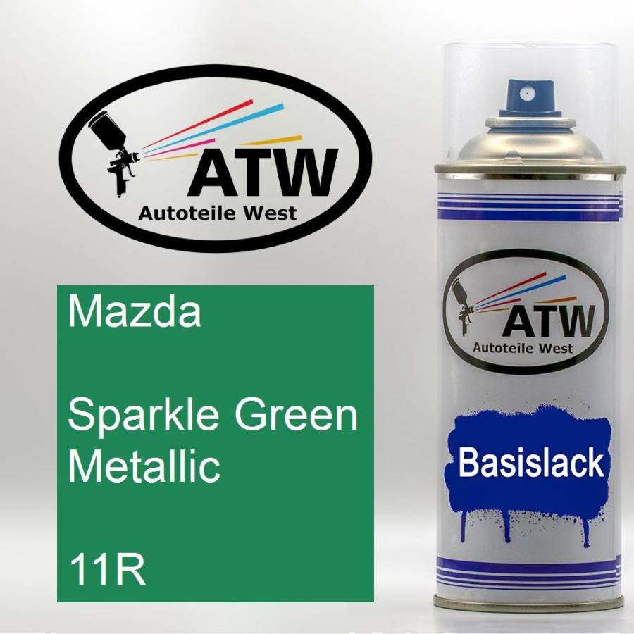 Mazda, Sparkle Green Metallic, 11R: 400ml Sprühdose, von ATW Autoteile West.